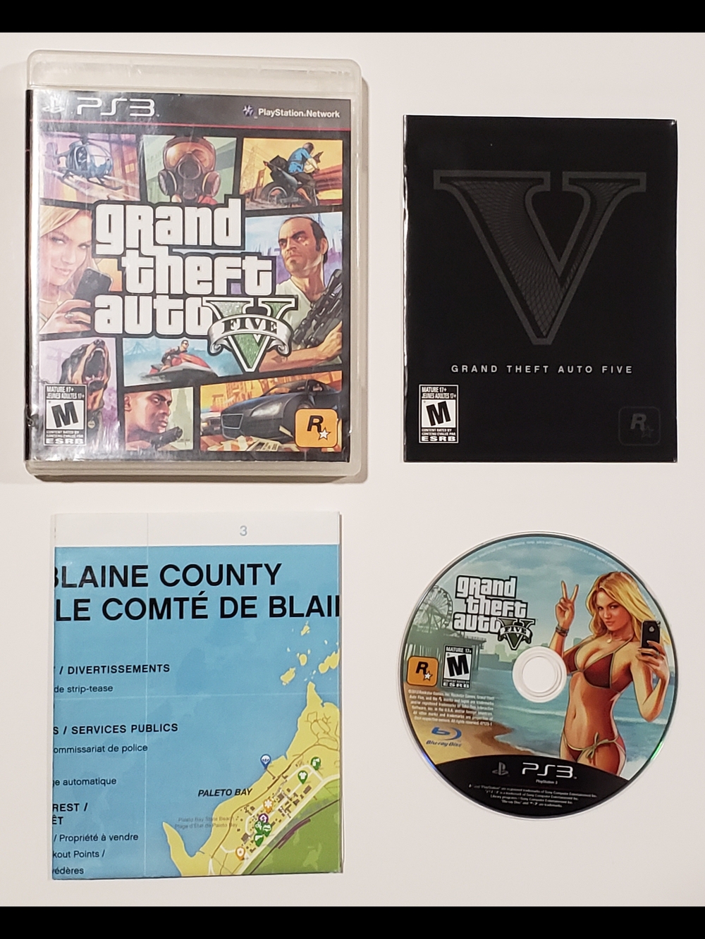 Grand Theft Auto V GTA 5 PS3 Complete CIB Map Manual Tested PlayStation 3